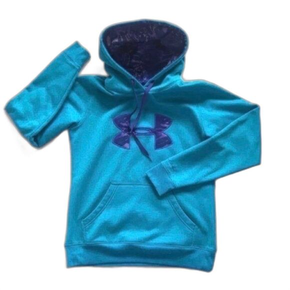 Women's Under Armour Coldgear Storm Hoodie Sweatshirt Blue Purple Sz S Hoody EUC - Picture 1 of 9